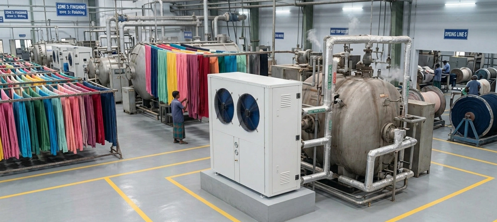 industrial heat pump for dyeing industry